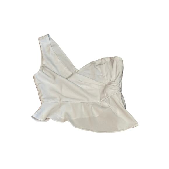 Revolve Superdown Small White Karlie One Shoulder top crop Romantic going out - Picture 2 of 12
